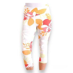 FRESH PRODUCE White BLOSSOMS Stretch Oceanside Capri Leggings Size Small